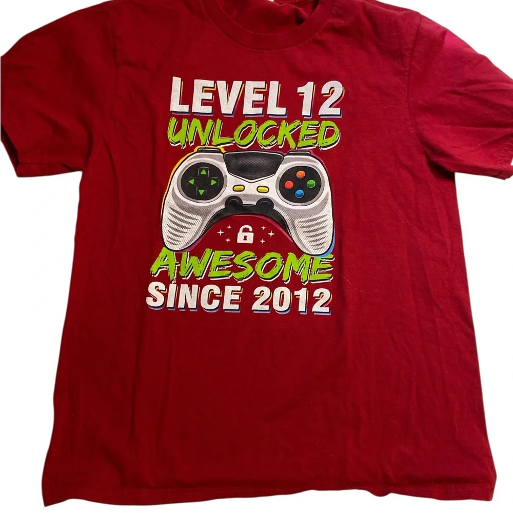 Port and Company Red Gaming T-Shirt with Controller Design boys large